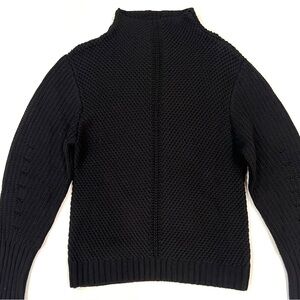 PURE / US Black Open Knit Funnel Turtleneck Sweater Womens Small EUC